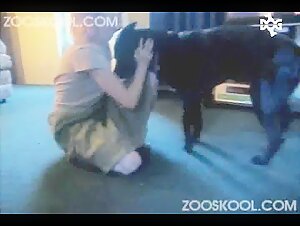 Bestiality: Blonde and her dog in a hard video