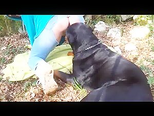 Bestiality Sex Session with an Amateur and her Dog