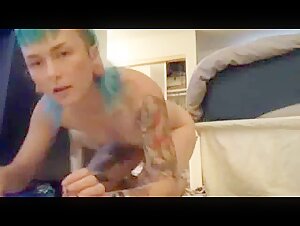 Fuck with a dog: a young tattooed punk lets herself go completely