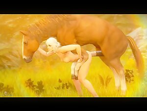 Compilation of animated horses and women