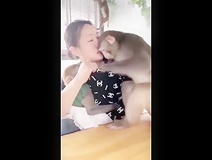 Encuentro bestial: mujer asiatica y perro