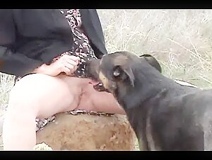 Mujer madura y su perro travieso - Video de sexo bestial